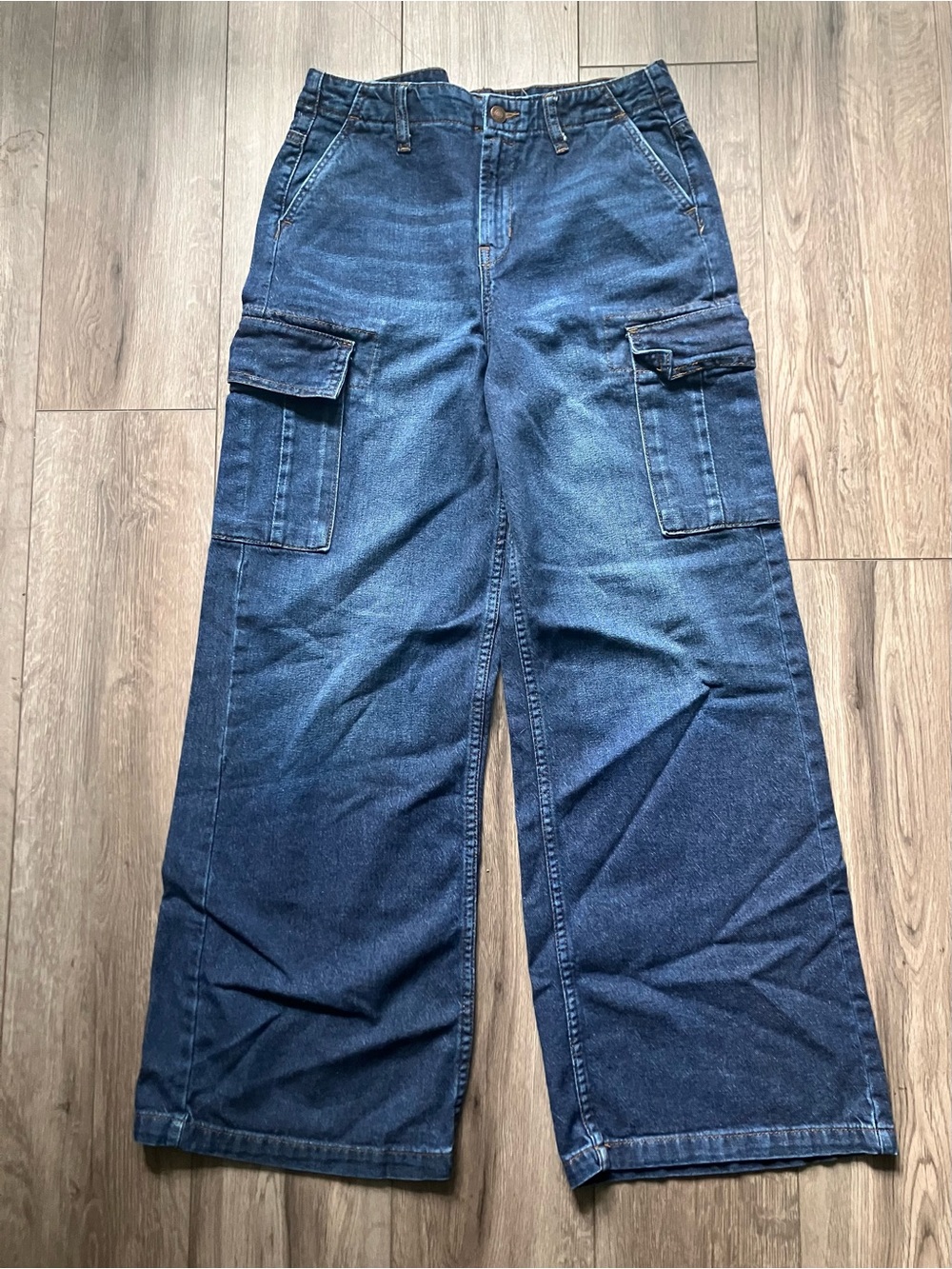 Ardene EightyTwo High Rise Wide Leg Cargo Jeans Blue Denim Women’s 9